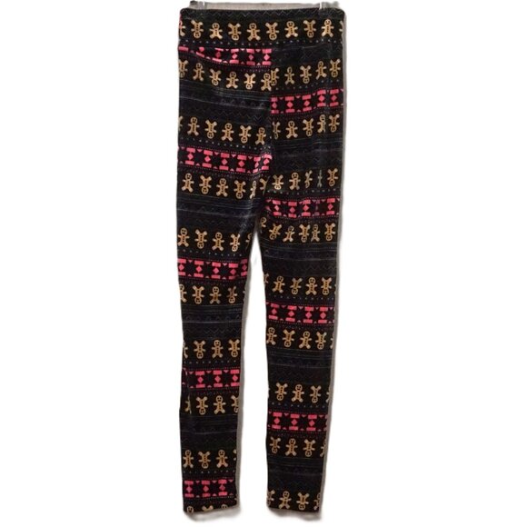 Derek Heart Velour Black Gingerbread Men Legging Pants Junior’s Large - Picture 3 of 5